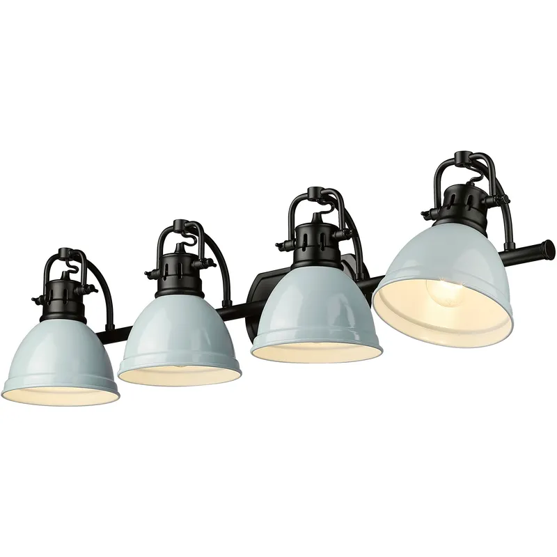 Yep Duncan Vanity Wall Light in Matte Black, Seafoam