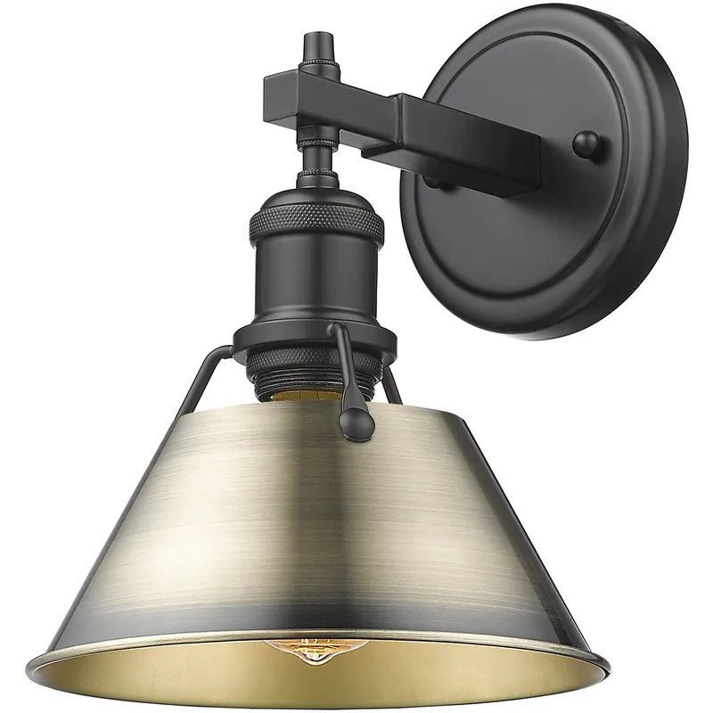 Yep Orwell Vanity Wall Light in Matte Black, Aged Brass