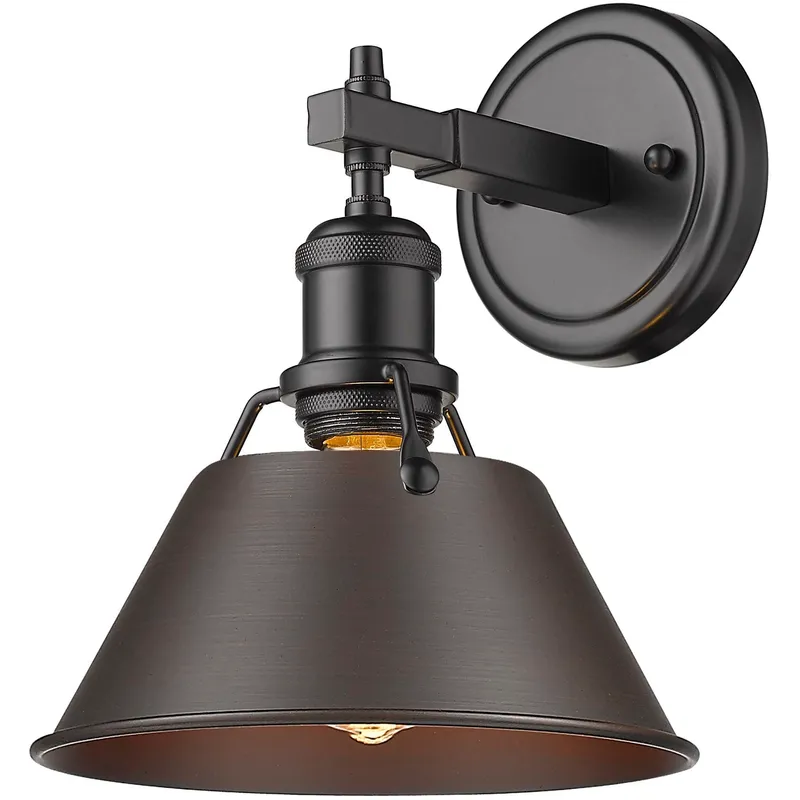 Yep Orwell Vanity Wall Light in Matte Black, Rubbed Bronze