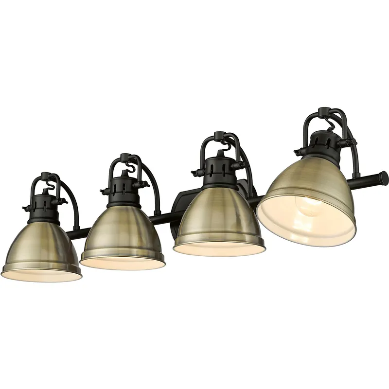 Yep Duncan Vanity Wall Light in Matte Black, Aged Brass