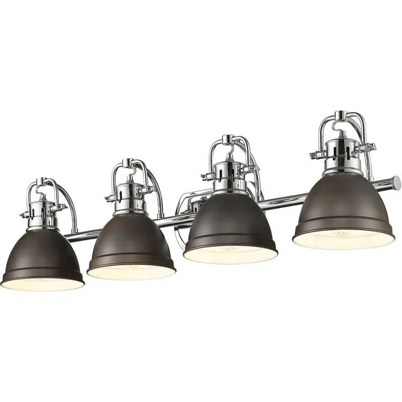 Yep Duncan Vanity Wall Light in Chrome, Rubbed Bronze