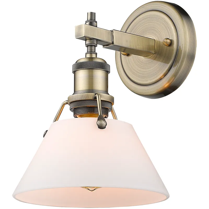 Yep Orwell Vanity Wall Light in Aged Brass, Opal Glass