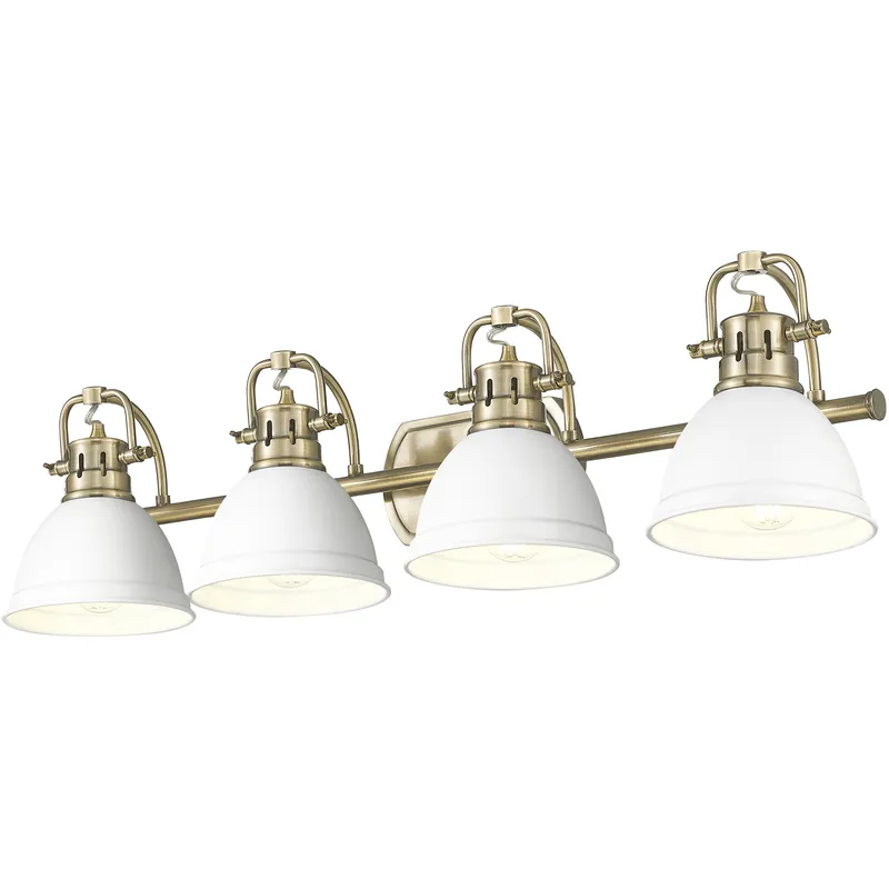 Yep Duncan Vanity Wall Light in Aged Brass, Matte White