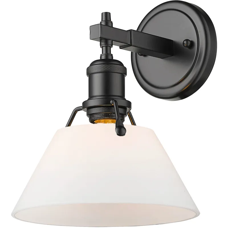 Yep Orwell Vanity Wall Light in Matte Black, Opal Glass