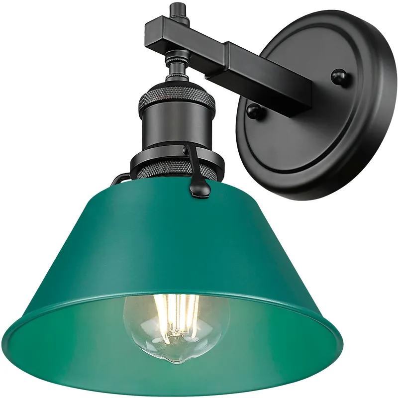Yep Orwell Vanity Wall Light in Matte Black, Pine Green
