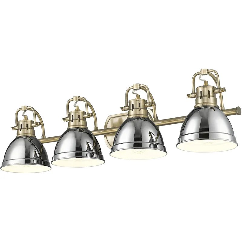 Yep Duncan Vanity Wall Light in Aged Brass, Chrome
