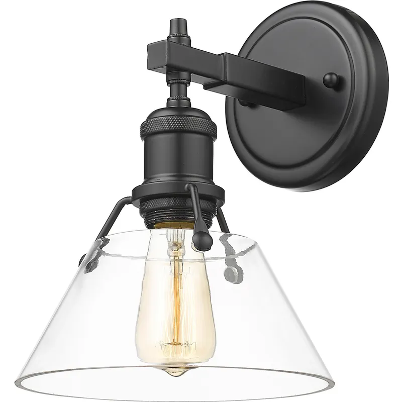 Yep Orwell Vanity Wall Light in Matte Black, Clear Glass