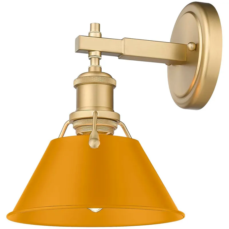 Yep Orwell Vanity Wall Light in Brushed Champagne Brass, Auric Yellow