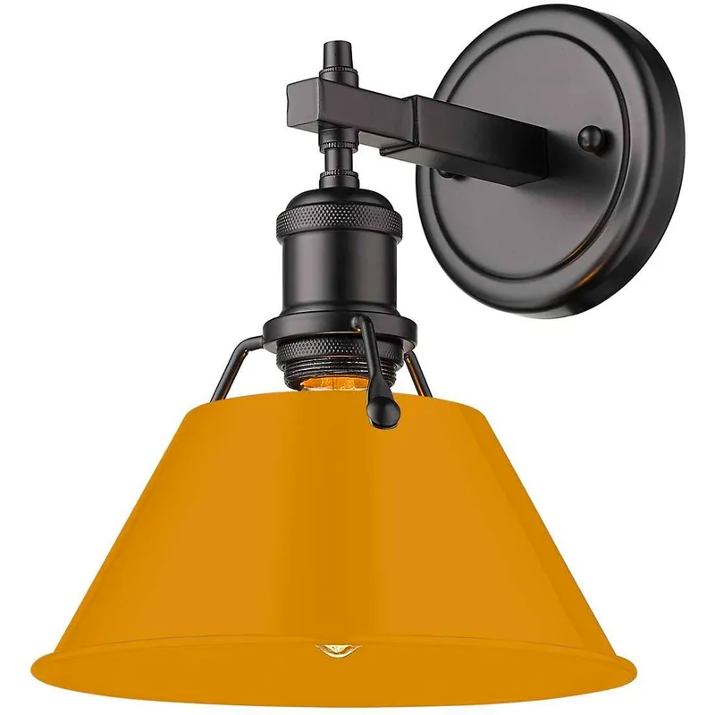 Yep Orwell Vanity Wall Light in Matte Black, Auric Yellow