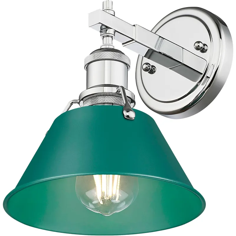 Yep Orwell Vanity Wall Light in Chrome, Pine Green