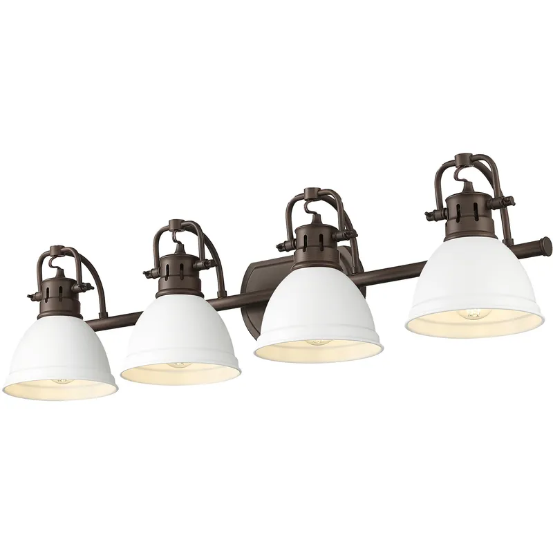Yep Duncan Vanity Wall Light in Rubbed Bronze, Matte White
