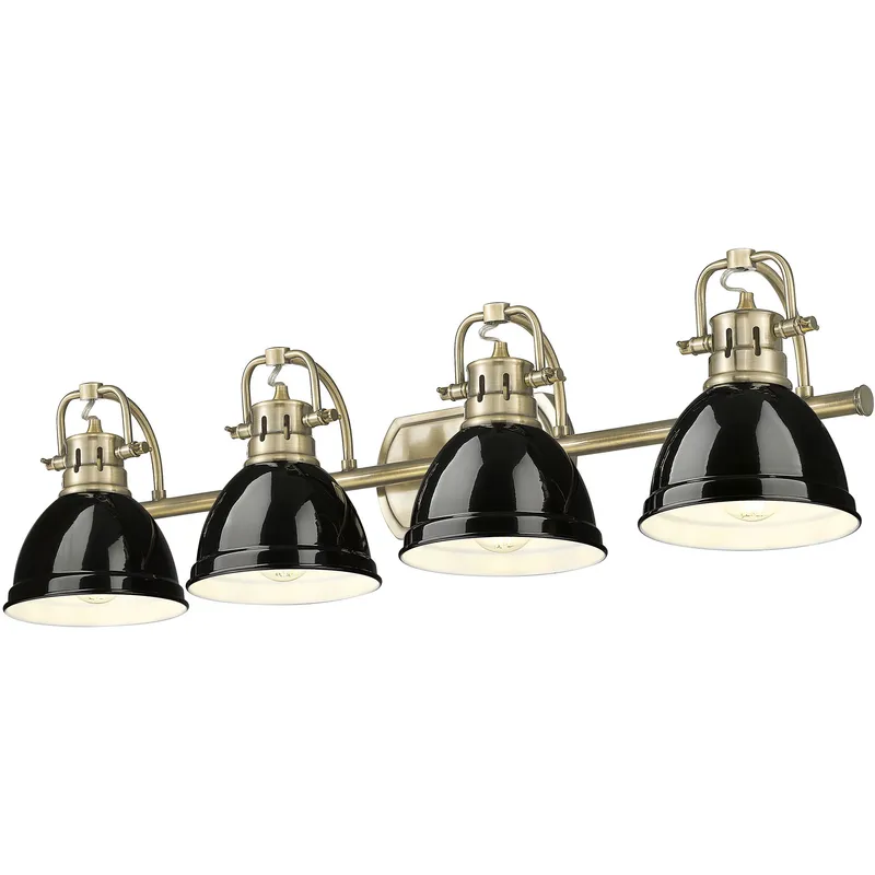 Yep Duncan Vanity Wall Light in Aged Brass, Black