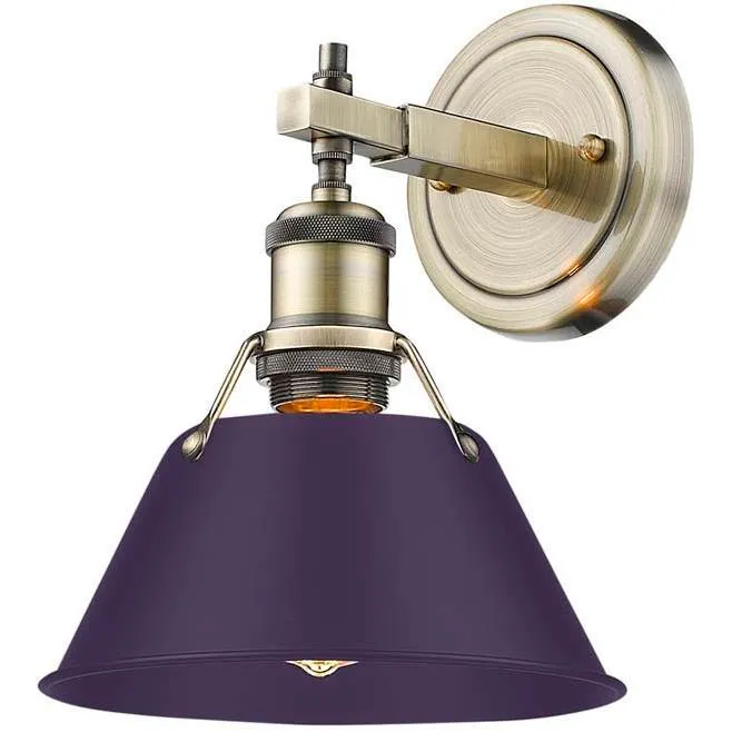 Yep Orwell Vanity Wall Light in Aged Brass, Exotic Purple