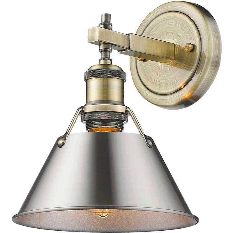 Yep Orwell Vanity Wall Light in Aged Brass, Pewter