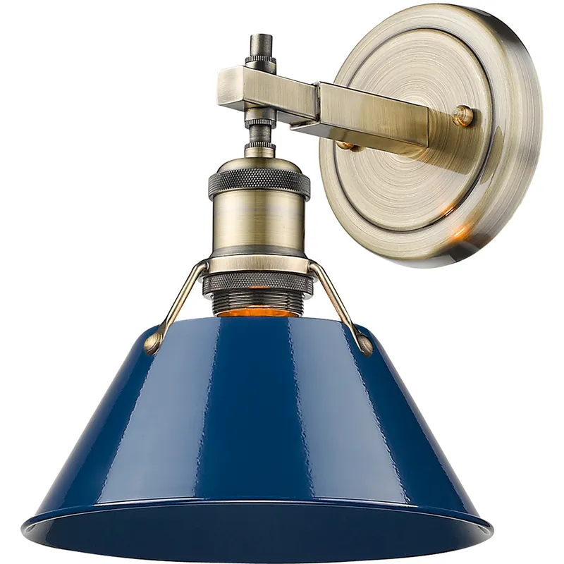 Yep Orwell Vanity Wall Light in Aged Brass, Navy