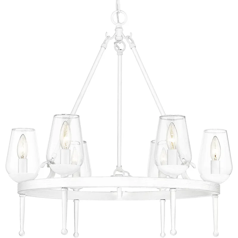 Regent 6 Light 25.63 inch Textured White Plaster Chandelier Ceiling Light