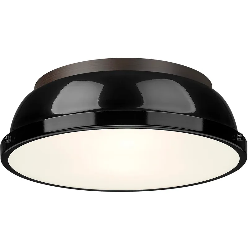 Yep Duncan 2 Light 14 inch Rubbed Bronze Flush Mount Ceiling Light in Black