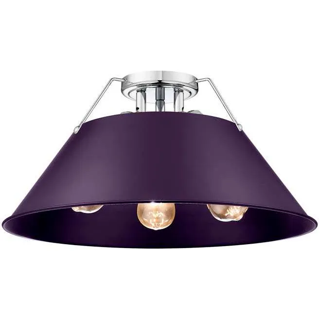 Yep Orwell 3 Light 18.75 inch Chrome Flush Mount Ceiling Light in Exotic Purple