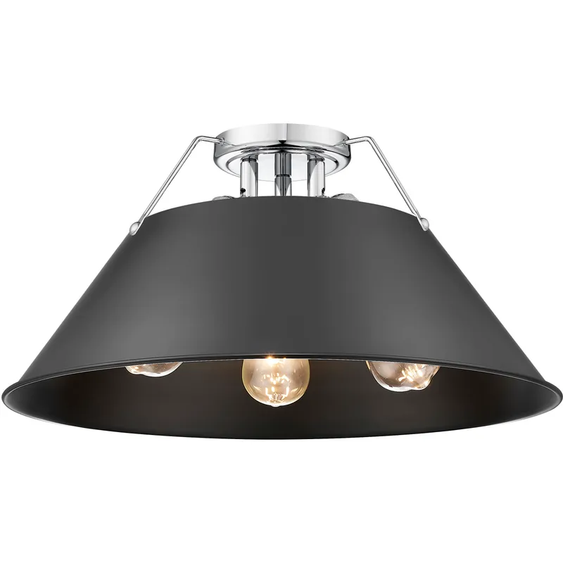 Yep Orwell 3 Light 18.75 inch Chrome Flush Mount Ceiling Light in Matte Black