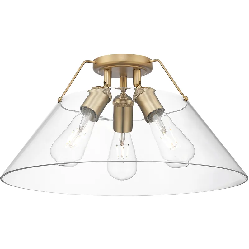 Yep Orwell 3 Light 18.75 inch Brushed Champagne Brass Flush Mount Ceiling Light in Clear Glass