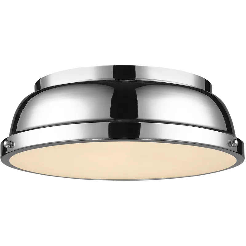 Yep Duncan 2 Light 14 inch Chrome Flush Mount Ceiling Light, Damp