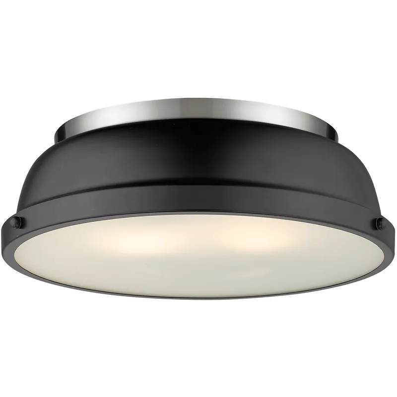 Yep Duncan 2 Light 14 inch Pewter Flush Mount Ceiling Light in Matte Black, Damp