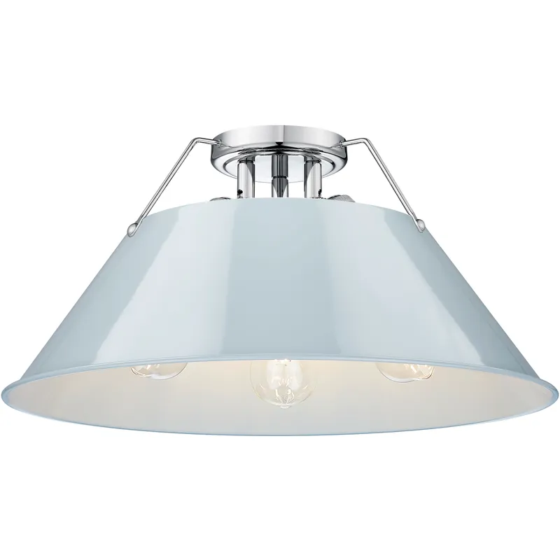 Yep Orwell 3 Light 18.75 inch Chrome Flush Mount Ceiling Light in Dusky Blue