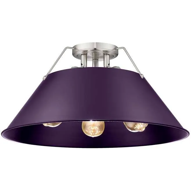 Yep Orwell 3 Light 18.75 inch Pewter Flush Mount Ceiling Light in Exotic Purple