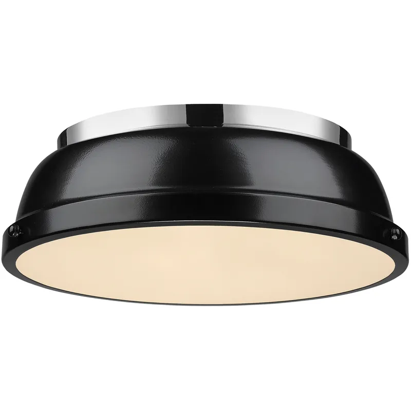 Yep Duncan 2 Light 14 inch Chrome Flush Mount Ceiling Light in Black, Damp