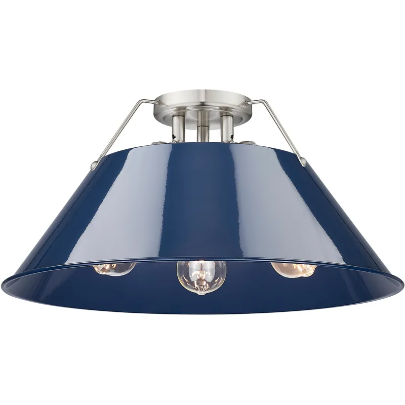 Yep Orwell 3 Light 18.75 inch Pewter Flush Mount Ceiling Light in Navy