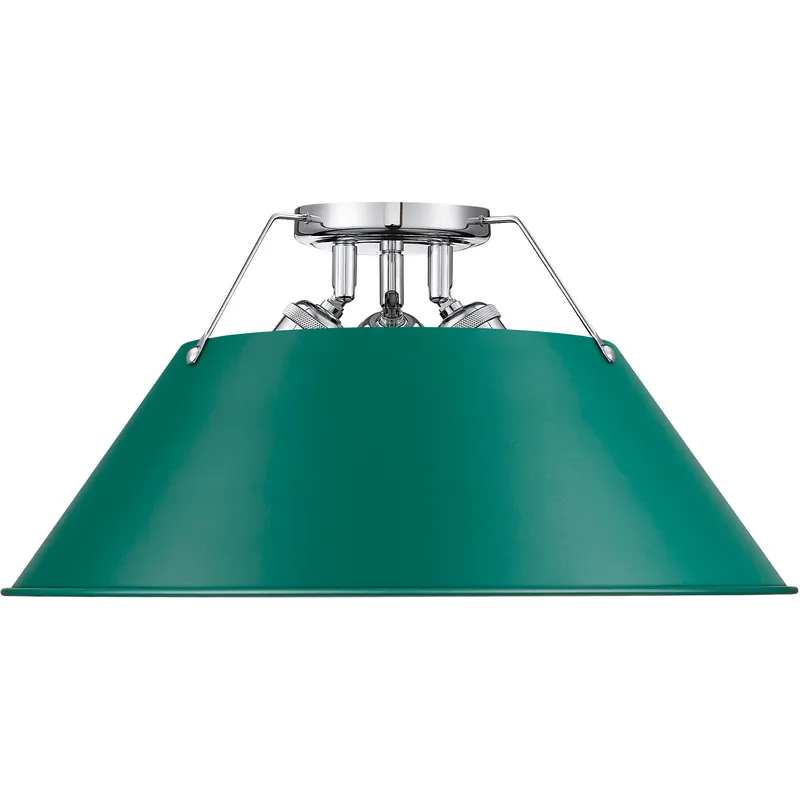 Yep Orwell 3 Light 18.75 inch Chrome Flush Mount Ceiling Light in Pine Green
