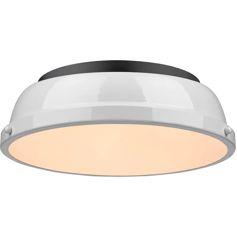Yep Duncan 2 Light 14 inch Matte Black Flush Mount Ceiling Light in White, Damp