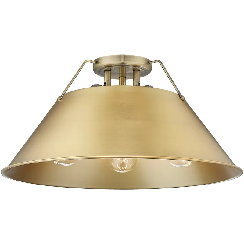 Yep Orwell 3 Light 18.75 inch Aged Brass Flush Mount Ceiling Light in Brushed Champagne Brass