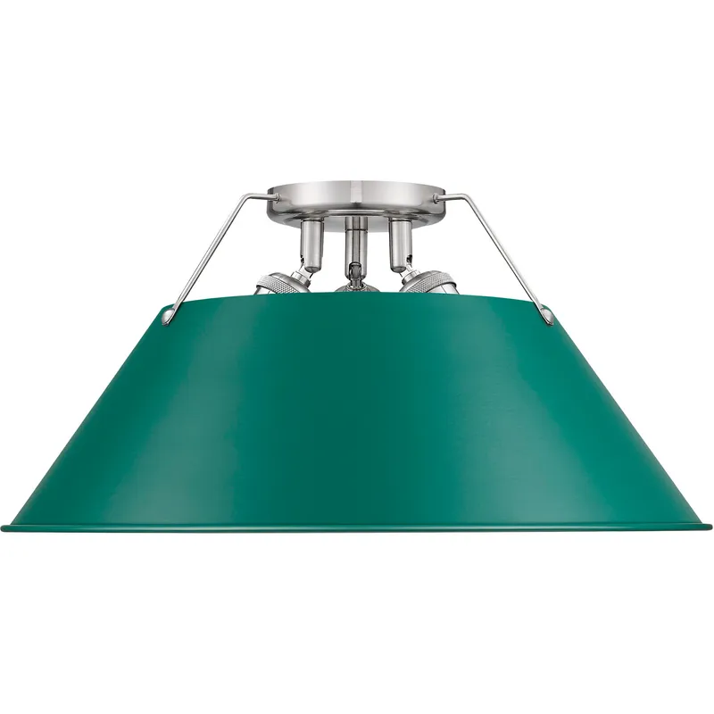 Yep Orwell 3 Light 18.75 inch Pewter Flush Mount Ceiling Light in Pine Green