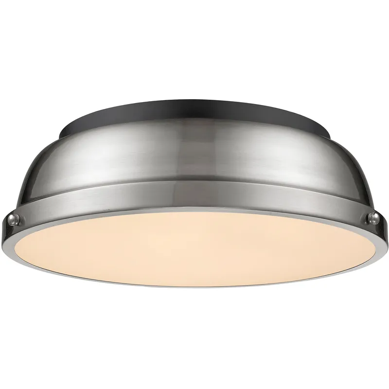 Yep Duncan 2 Light 14 inch Matte Black Flush Mount Ceiling Light in Pewter, Damp