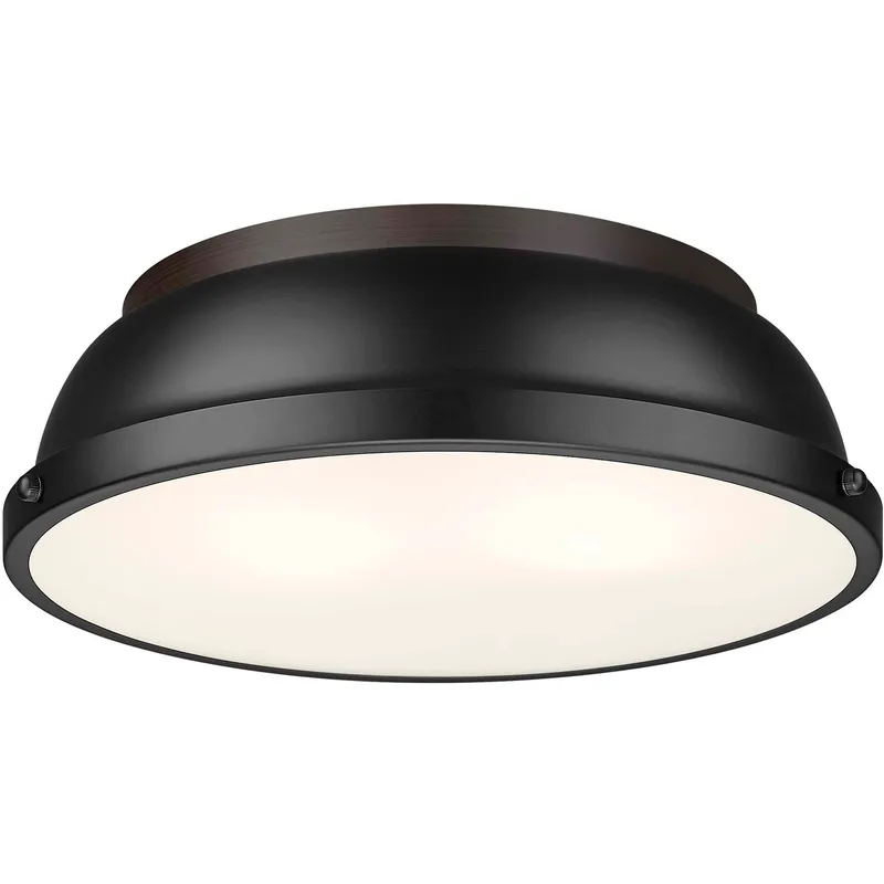 Yep Duncan 2 Light 14 inch Rubbed Bronze Flush Mount Ceiling Light in Matte Black