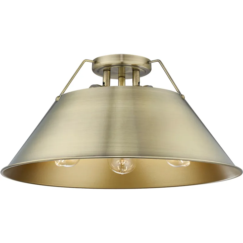 Yep Orwell 3 Light 18.75 inch Aged Brass Flush Mount Ceiling Light