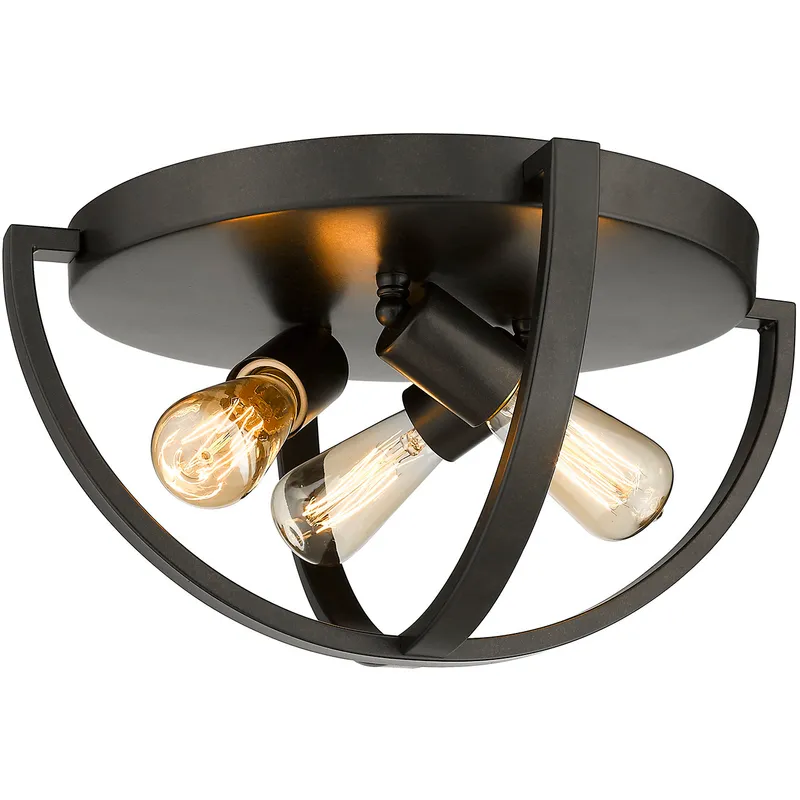 Colson 3 Light 14.25 inch Etruscan Bronze Flush Mount Ceiling Light in No Shade, Damp