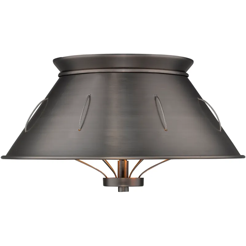 Whitaker 2 Light 14 inch Aged Steel Flush Mount Ceiling Light, Damp