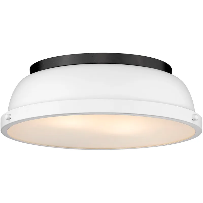 Yep Duncan 2 Light 14 inch Matte Black Flush Mount Ceiling Light in Matte White, Damp