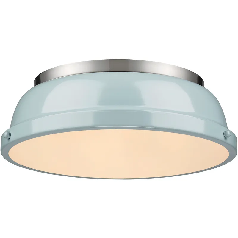 Yep Duncan 2 Light 14 inch Pewter Flush Mount Ceiling Light in Seafoam, Damp