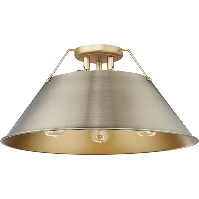 Yep Orwell 3 Light 18.75 inch Brushed Champagne Brass Flush Mount Ceiling Light in Aged Brass