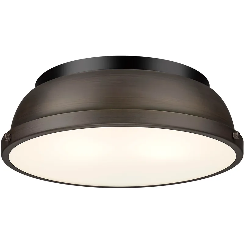 Yep Duncan 2 Light 14 inch Matte Black Flush Mount Ceiling Light in Rubbed Bronze