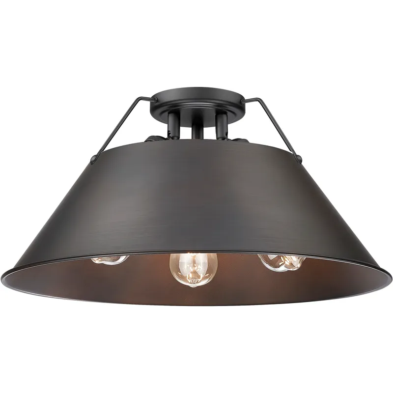 Yep Orwell 3 Light 18.75 inch Matte Black Flush Mount Ceiling Light in Rubbed Bronze