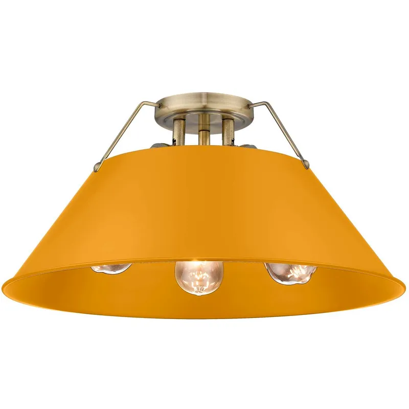 Yep Orwell 3 Light 18.75 inch Aged Brass Flush Mount Ceiling Light in Auric Yellow