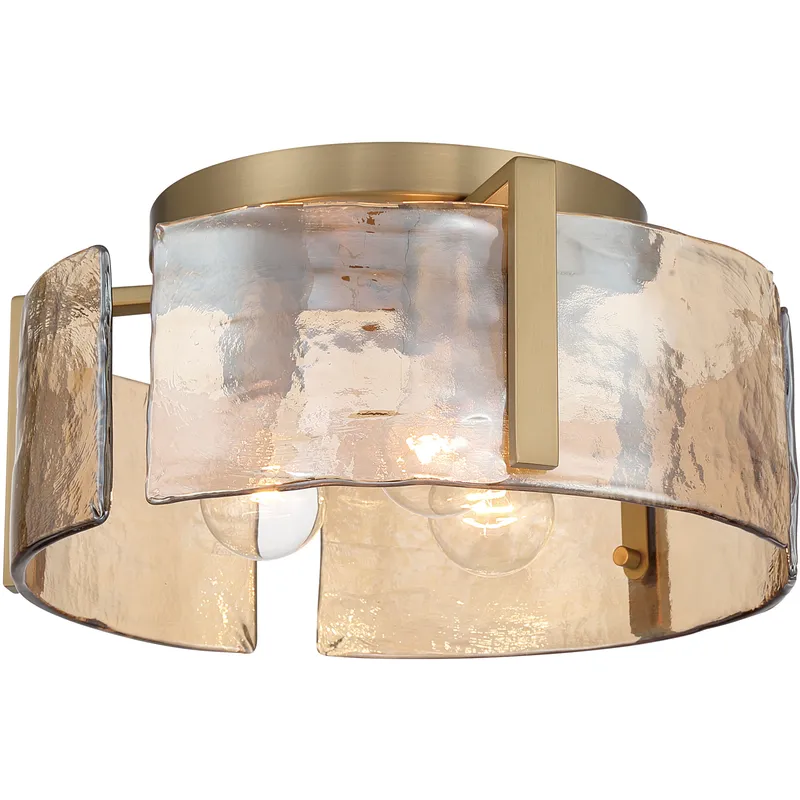 Aenon 3 Light 15 inch Brushed Champagne Brass Flush Mount Ceiling Light
