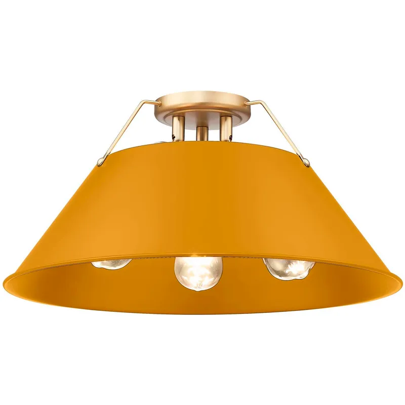 Yep Orwell 3 Light 18.75 inch Brushed Champagne Brass Flush Mount Ceiling Light in Auric Yellow