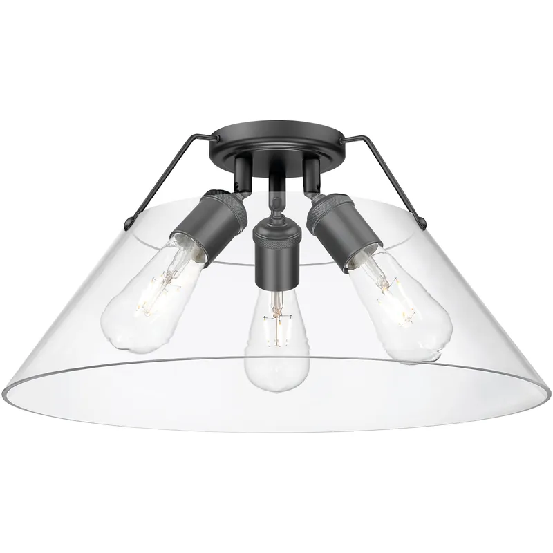 Yep Orwell 3 Light 18.75 inch Matte Black Flush Mount Ceiling Light in Clear Glass