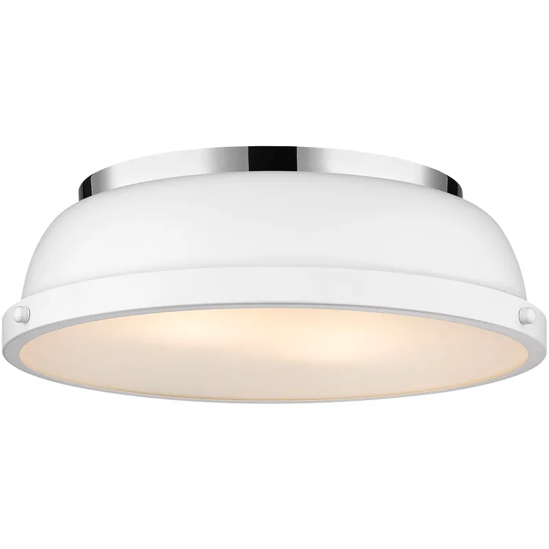 Yep Duncan 2 Light 14 inch Chrome Flush Mount Ceiling Light in Matte White, Damp