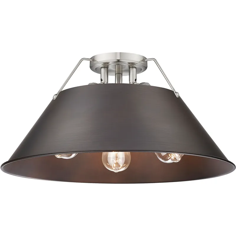 Yep Orwell 3 Light 18.75 inch Pewter Flush Mount Ceiling Light in Rubbed Bronze